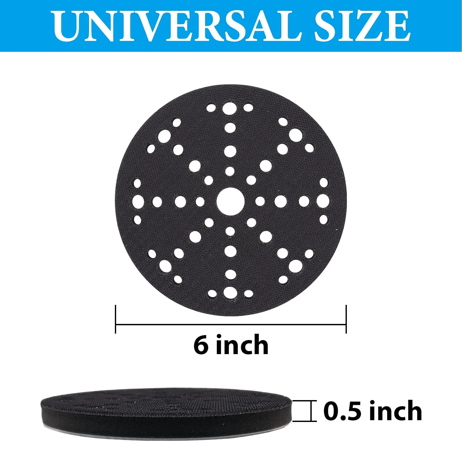 6 Inch Interface Pads Hook & Loop, 49 Holes Soft Sponge Cushion Interface Buffer Pad for Orbital Sander Woodworking
