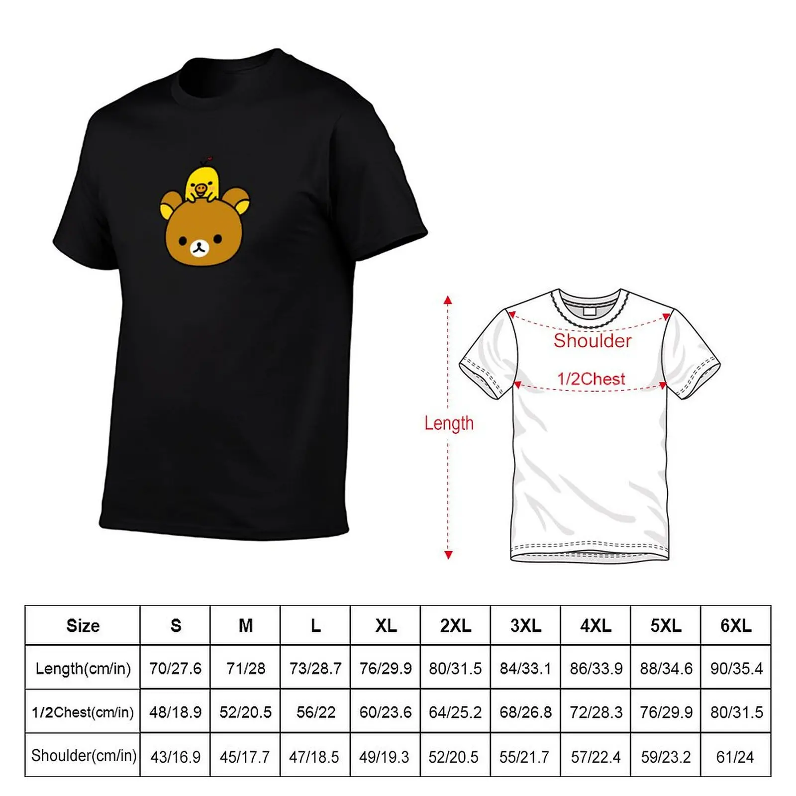 Rilakkuma and Kiiroitori T-Shirt oversized vintage anime shirt boys whites tops compression shirt men