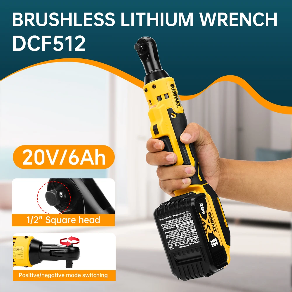 

Dewalt new 20V brushless motor right angle wrench 512 95N. m high torque 2500RPM compact ratchet air cannon for car maintenance