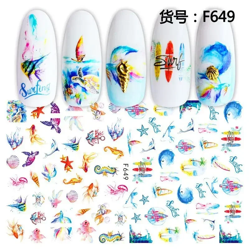 Ocean Style Series Shell Shark Starfish Coconut Tree Conch Nail Stickers Nail Art Stickers