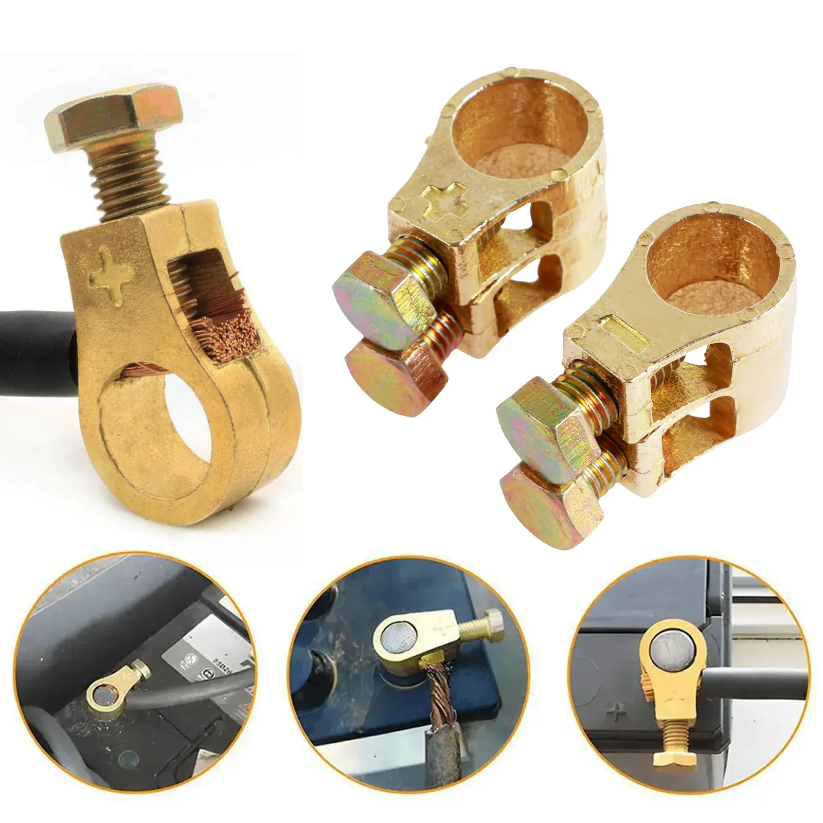 10Pcs Battery Terminal Connector Clip Pure Copper Battery Connection Clamp Durable Car Battery Terminal Connector Negative and