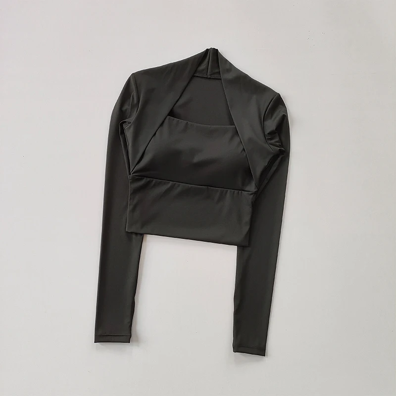 Fitness-Brustpolster-Sporttop für Damen, Langarm-Shirts, Pra Speed Up, kurze elegante Tanz- und Yoga-Kleidung, kleiner Taillenbund, Fitnessstudio – Detail 10