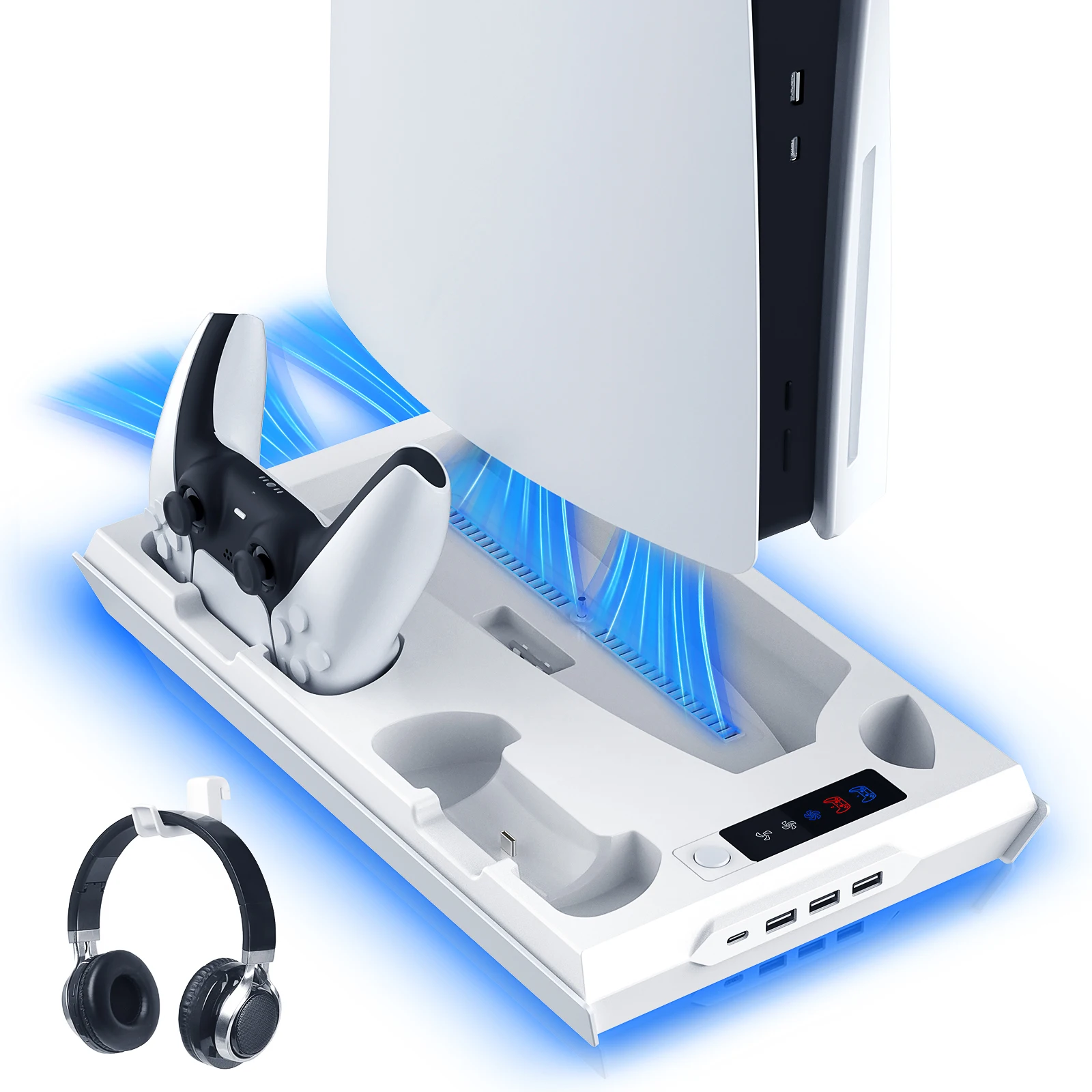 

Cooling Station For PS5 / PS5 Slim Stand, WIth 3 Level Cooling Fan, Controller Charging Station For PS5 Console