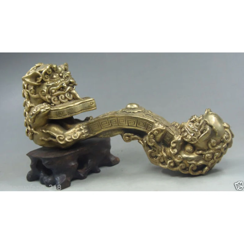 Exquisite Chinese Collectible Decorated Old Handwork Copper Lion 