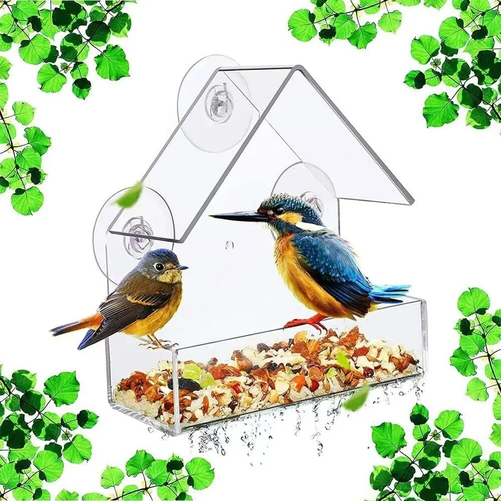 Acryl Vogel häuschen klares Fenster außerhalb hängenden Vogel häuschen Haus mit Saugnapf für Garten im Freien Hinterhof Wildlife Birding