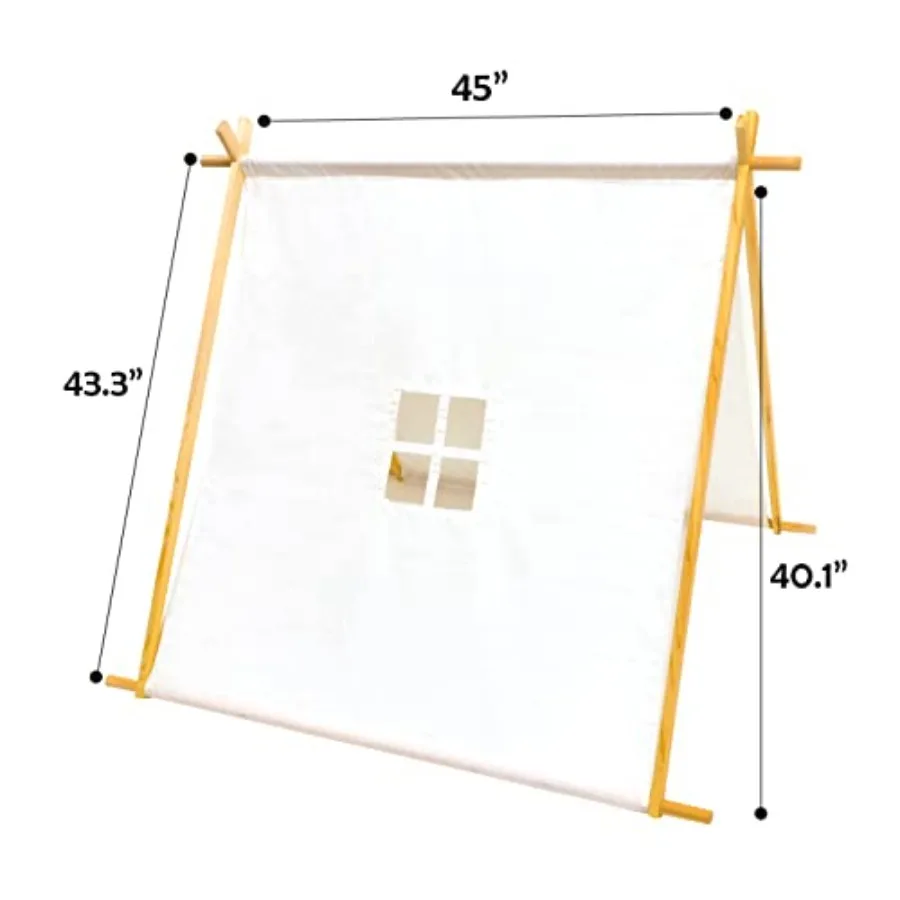 Teepee à cadre en A en toile de 3,3' avec étui de transport – Tissu en toile blanche personnalisable pour le camping et les événements en plein air