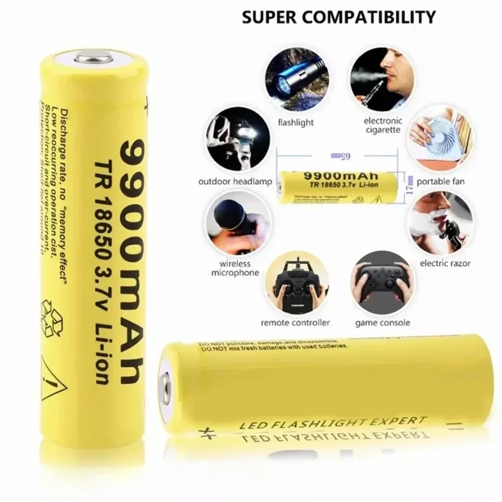 18650 3.7V 9900mAh Rechargeable Li-ion Battery for Flashlight/Torch/LED Light/Pocket Lamp