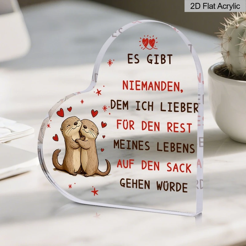 CIFBUY Acrylic Otter Wall Art Funny Quote Decor For Desk Shelf Bedroom 2D Flat Auf Den Sa Gehen Romantic Gift For Lover Home