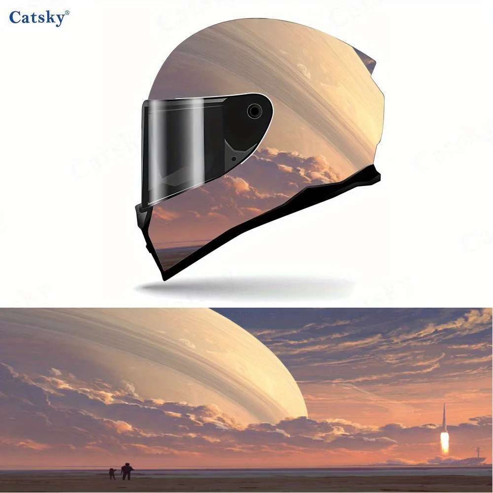 

Planet and Space Full Face Helmet Decal - Durable and Waterproof PVC, Self-Adhesive Racing Helmet Aesthetic Sticker, Helmet Acce