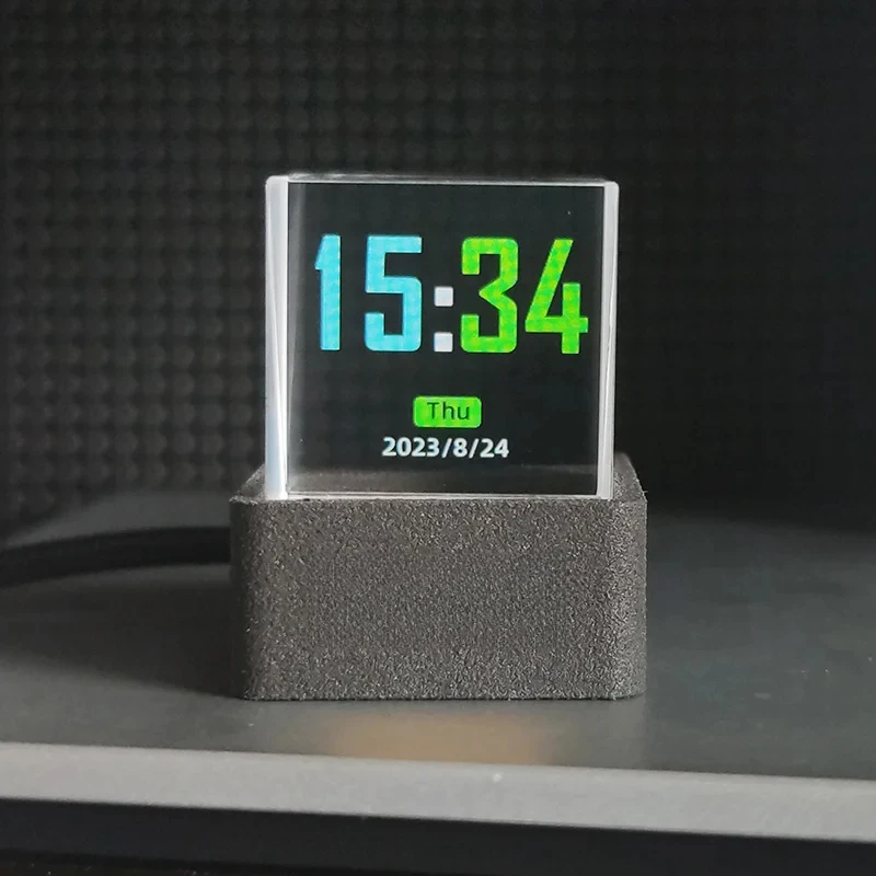 2026 NEW MiNi Crystal Holographic Desktop Decoration Smart Weather Station Digital Clock with GIF Animations and Image Album