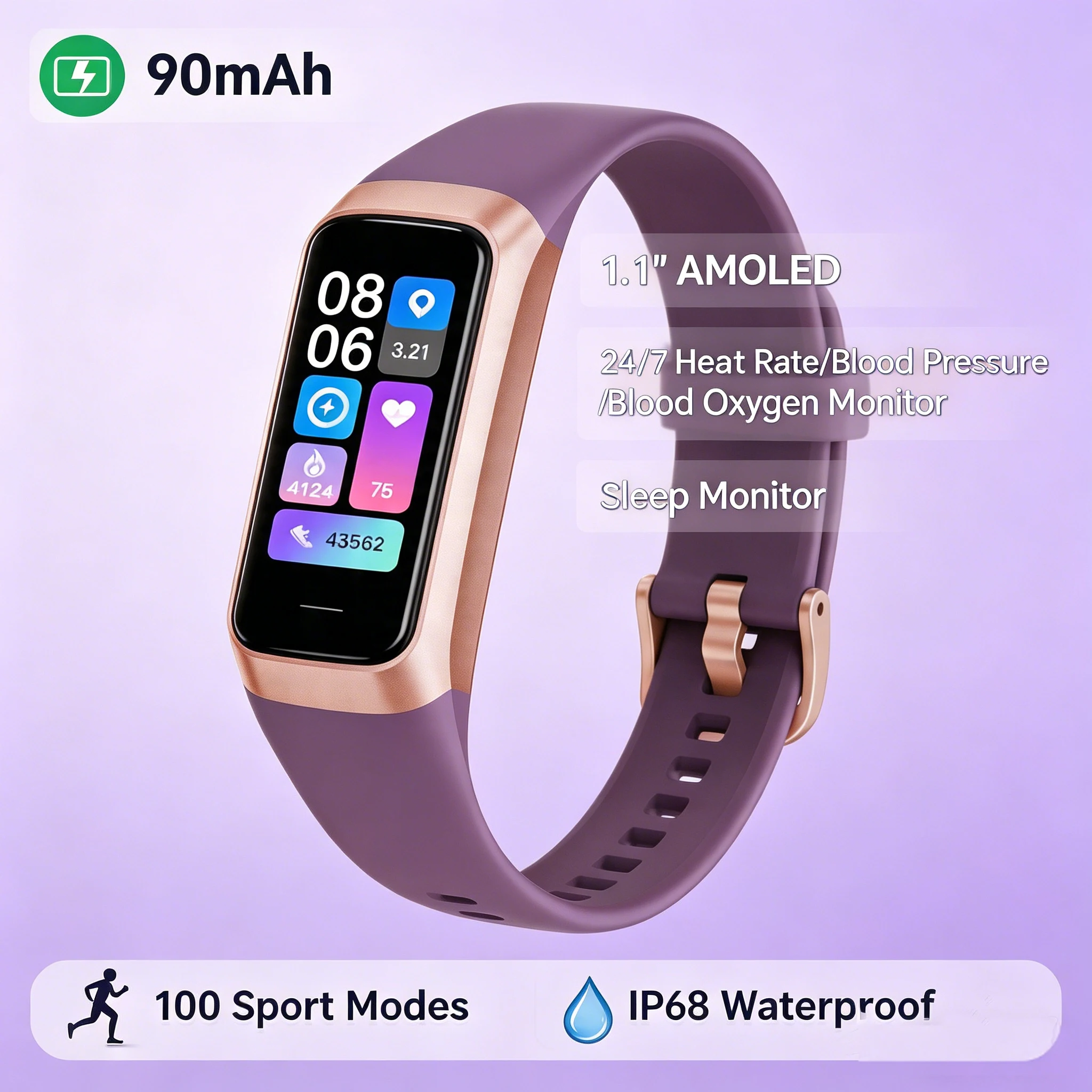 

Умные часы LIGE с AMOLED-экраном 1,1 дюйма, водонепроницаемые, с функцией мониторинга сердечного ритма, для мужчин и женщин, спортивный фитнес-трекер.