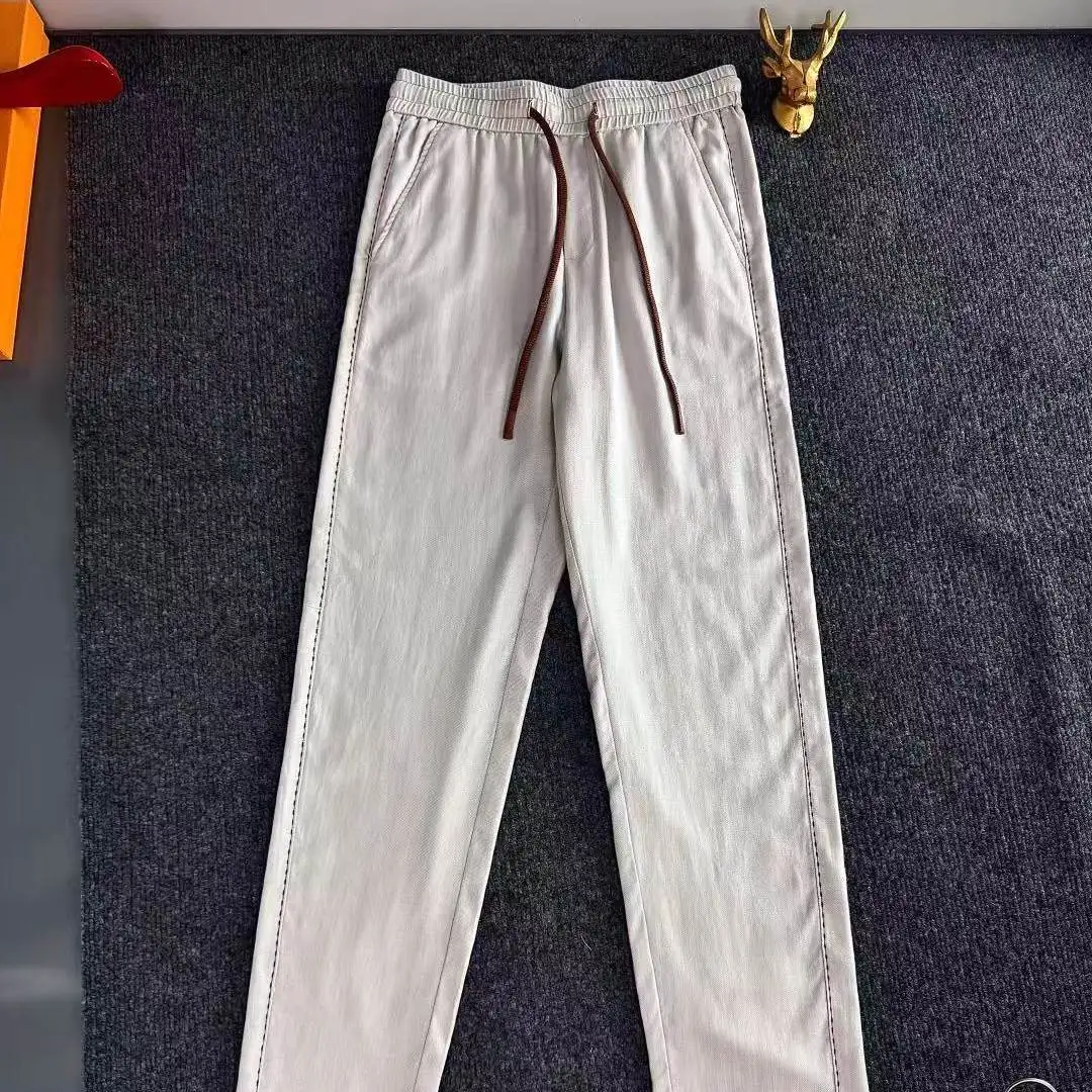 

Italian old money style BC casual pants simple drawstring straight pants