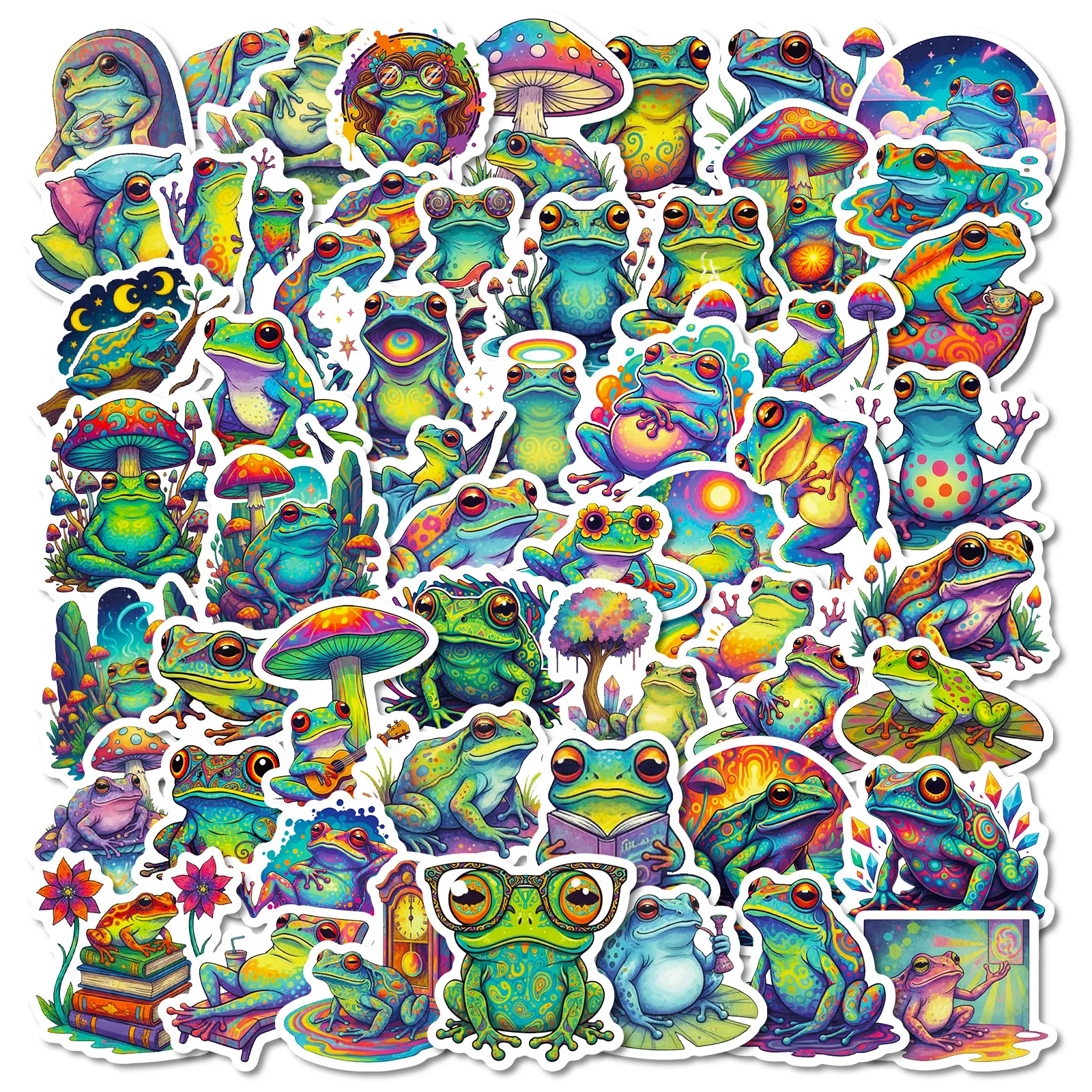 

56pcs Psychedelic Frog Animal Cartoon Graffiti Stickers Phone Guitar Laptop Notebook Suitcase Cup Waterproof Sticker Decals Kids