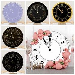 Laeacco Clock New Year Round Circle Photo Backgrounds Cover Christmas Party Decor Kids Birthday Countdown Photography Backdrops