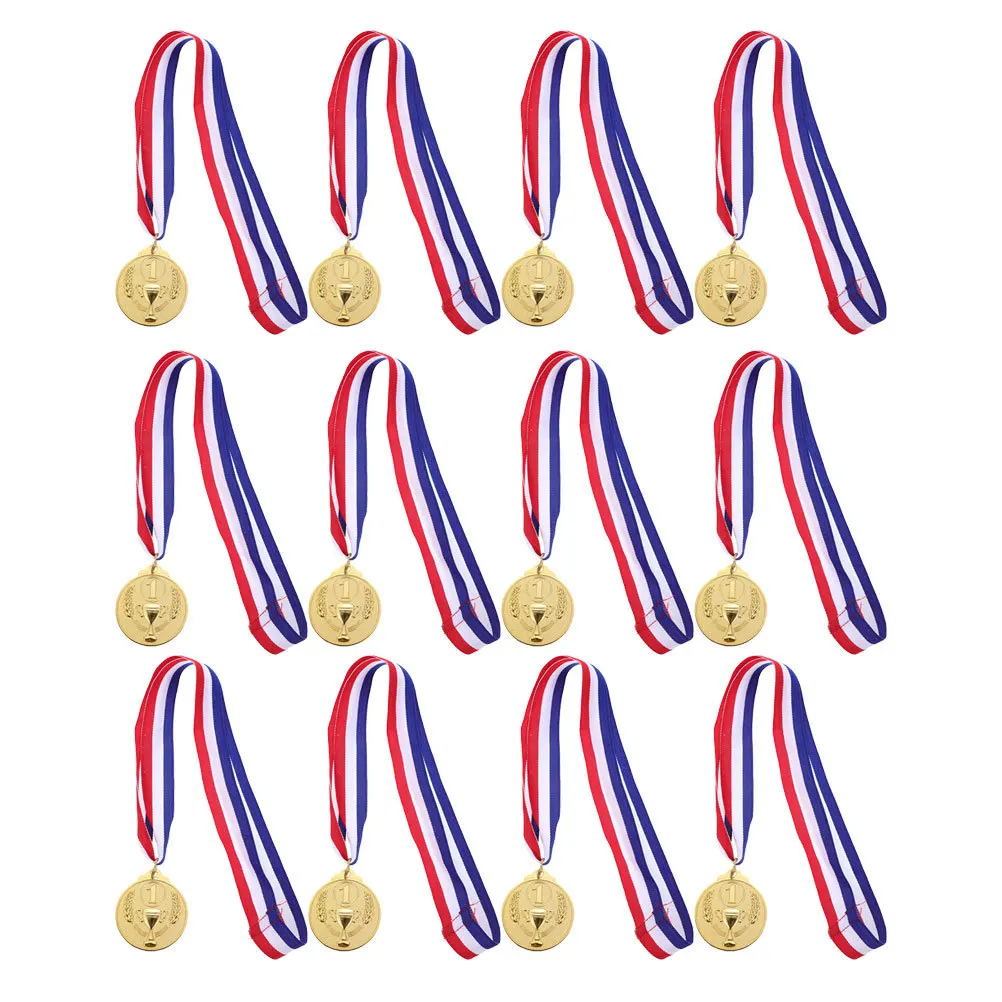 

12Pcs Metal Award Medals Gold Medal for Sports Competitions Kids Winner Prize School Tournament Keepsake Reward Premium Finish