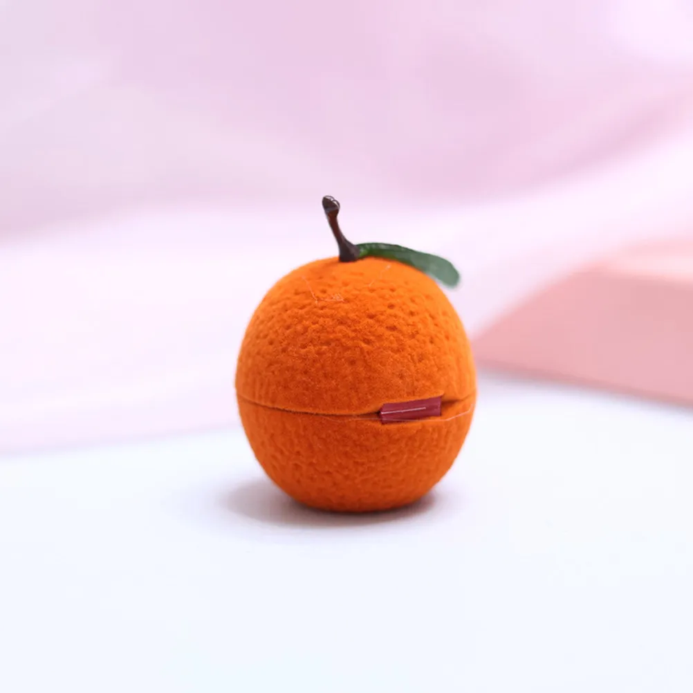 

Orange Shape Ring Box Stylish Flocking Ring Storage Case for Wedding Ceremony Engagement Rings Daily Jewelry Organizer Gift