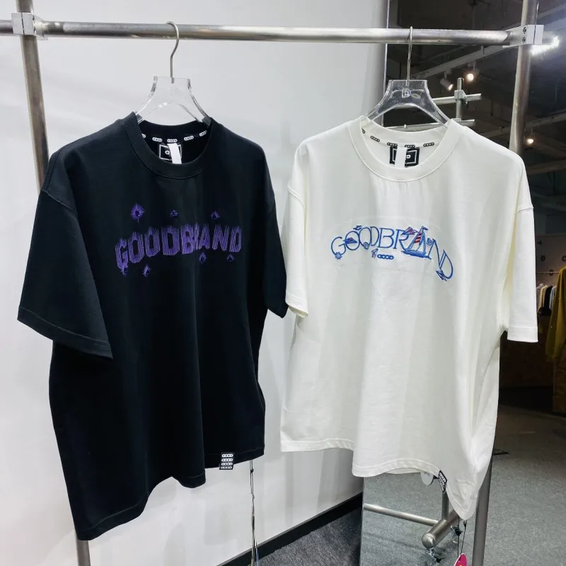 Summer 2XL Cotton GOODBRAND Tshirt Embroidering Around The World Aircraft and Ship Logo Breathable Cotton Short Sleeve Men Women