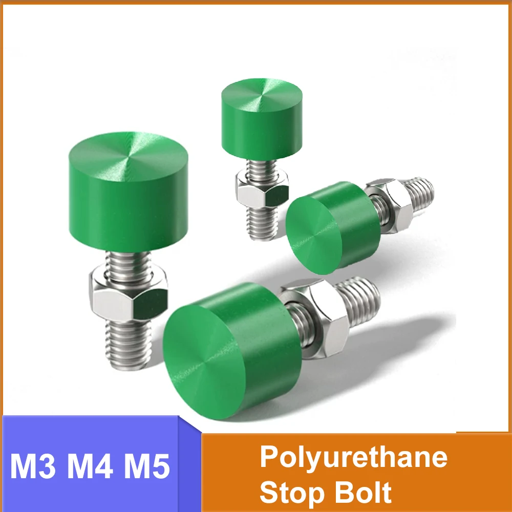 M3 M4 M5 Adjustable Polyurethane Stop Bolt Urethane Pusher Rubber Coated Anti-Collision Positioning Limit Screws