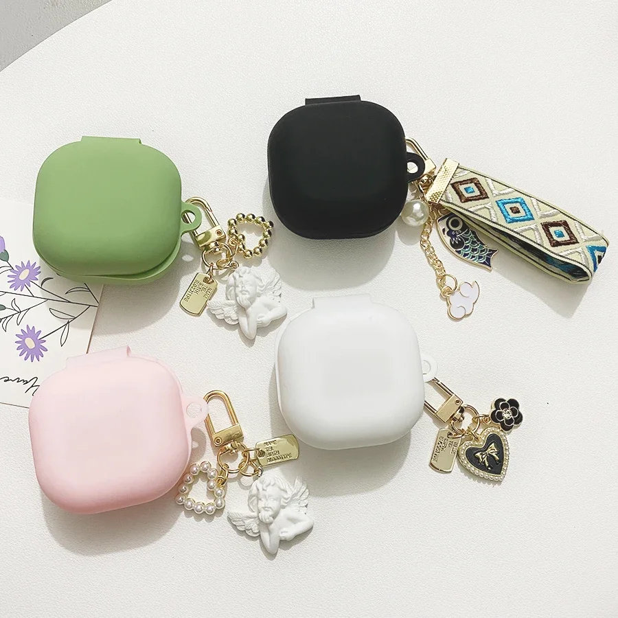 سيليكون حالات لسامسونج غالاكسي براعم لايف/براعم 2/براعم برو حالة الموضة قلادة المفاتيح مع سماعة سماعة فوندا