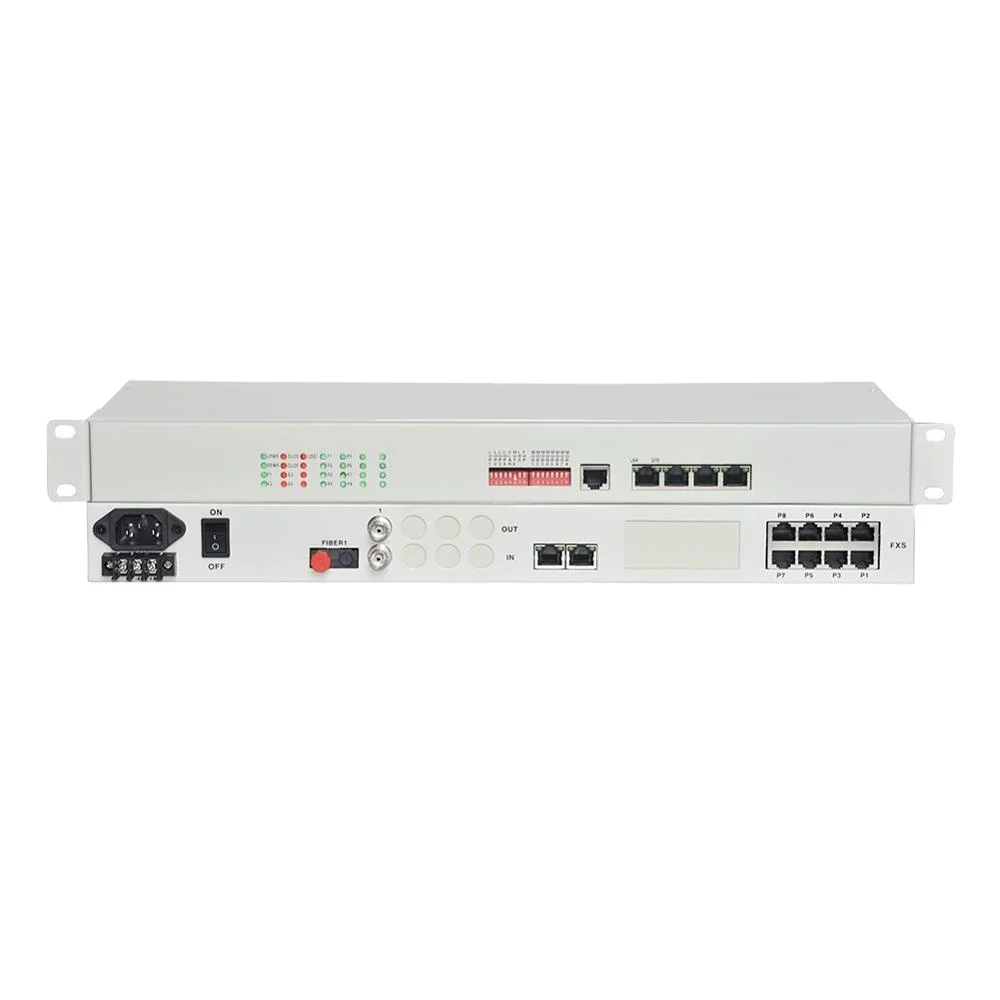 8 Port Voice Phone FXO FXS over Fiber Optic Multiplexer With 4 Ethernet