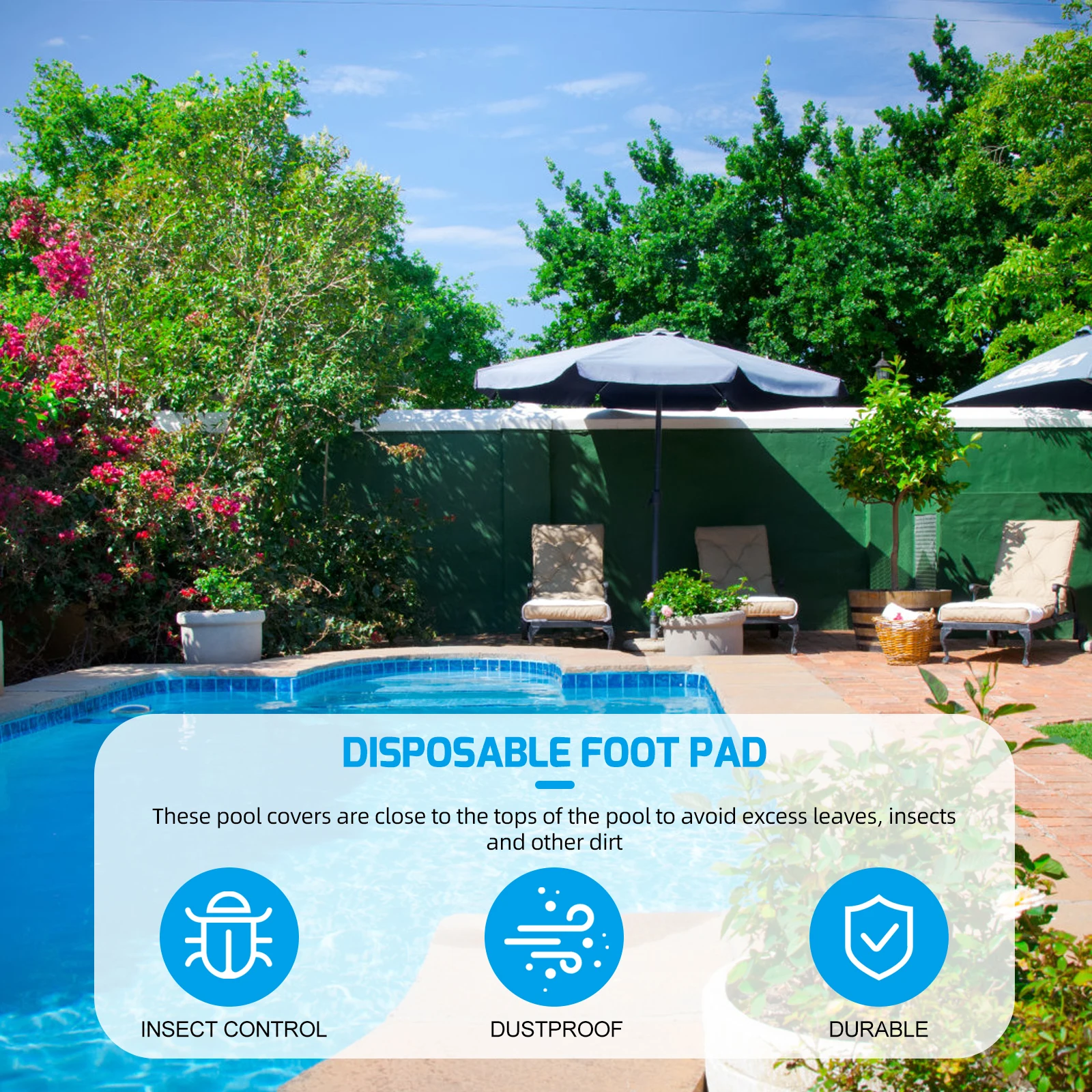 

Waterproof Pool Mat Cover PE Woven Fabric Dustproof Paint Drop Cloth Foldable Swimming Tarpaulin Inflatable Covers