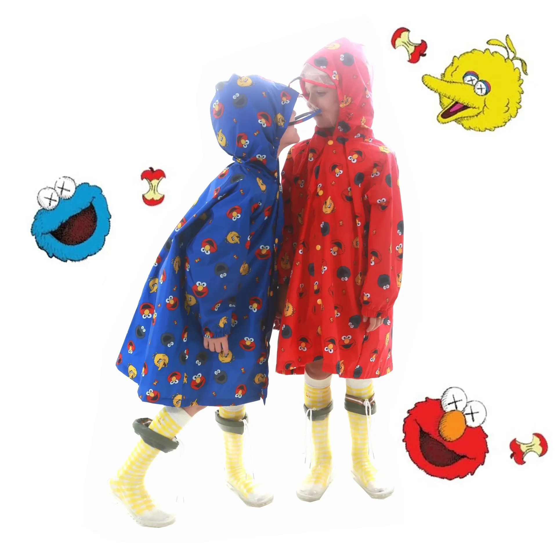 Children's Breathable Poncho with Backpack Position, Large Hat Brim, Light, Children's Raincoat