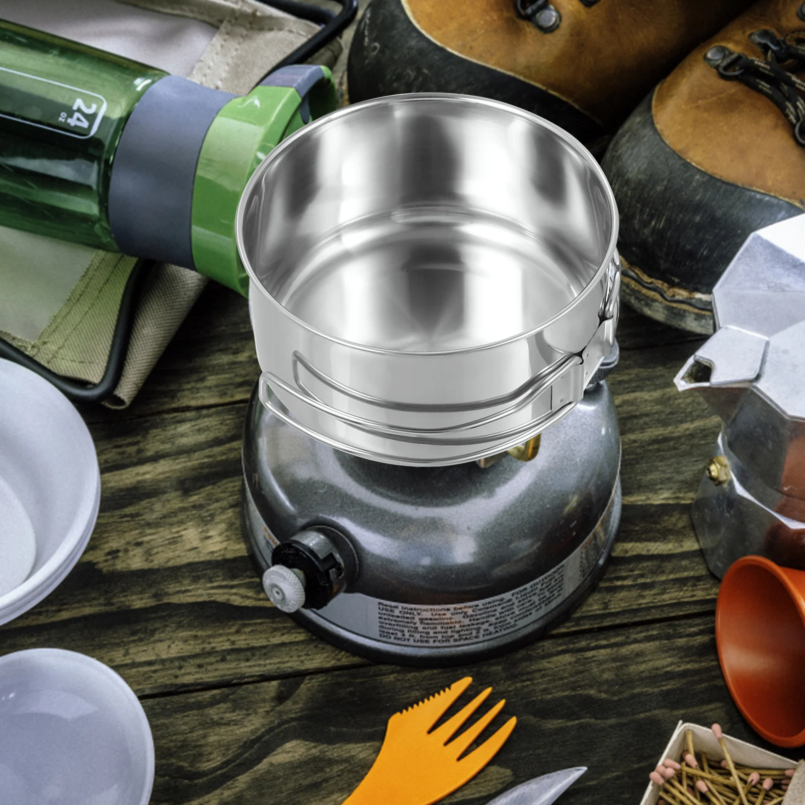 

4pcs Stainless Steel Camping Cookware Set Stackable Foldable Pot Pan Non-Stick Outdoor Travel Hiking Picnic Utensils Set