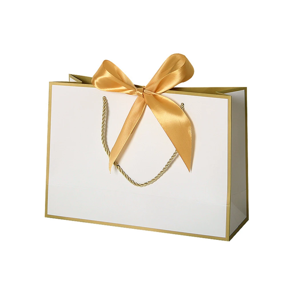 Multicolored Jewelry Gift Paper Bag Boxes Bow Ribbon with Handles Big Case Books Clothes Packaging For Wedding Birthday Party