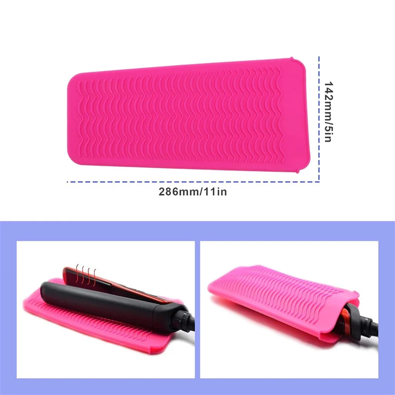 Heat Resistant Silicone Mat Pouch and 2Pcs Gloves Curling Iron Counter Protector with Heat Resistant Glove for Curling Irons