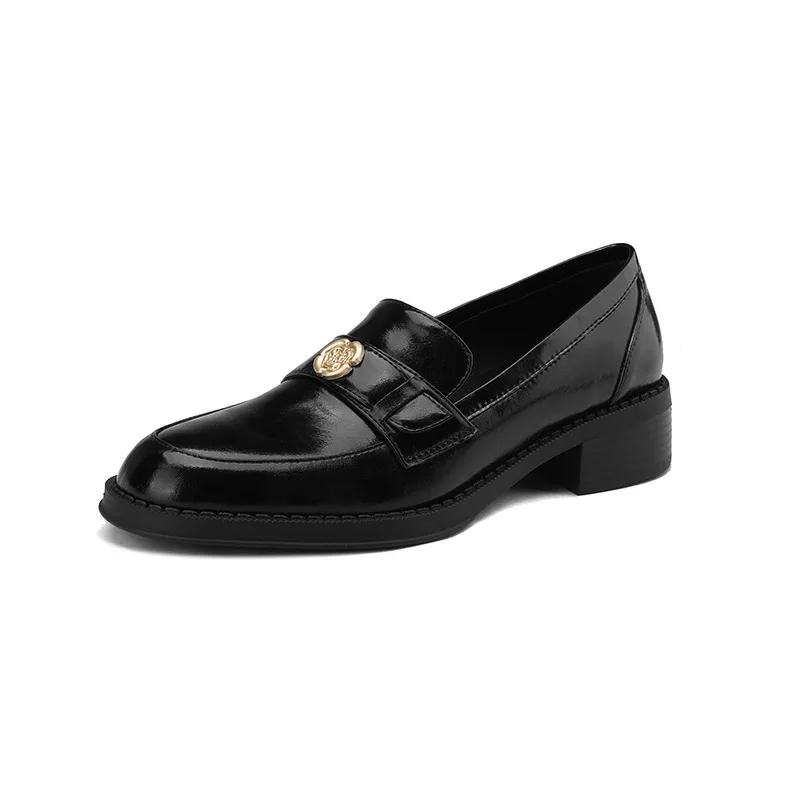 Schuhe Auf Heels Loafers Mit Fell Schwarz Wohnungen Oxfords frauen Runde Kappe Casual Weibliche Turnschuhe Damen Schuhe Slip-on neue Leathe