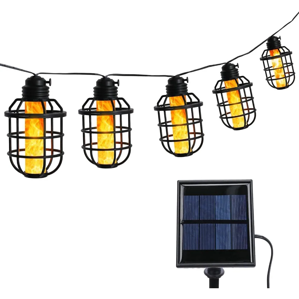 Outdoor solar decorative light LED waterproof string garden landscape tungsten wire bird cage light string 10 heads