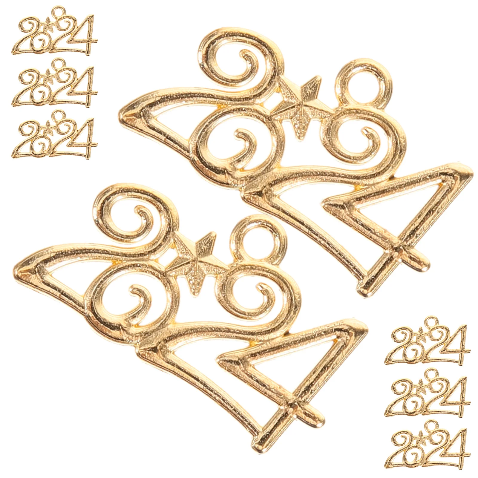 50 Pcs Jewelry 2024 Pendant Charms for Necklace Making Pendants Number New Year Golden Bracelet Gift