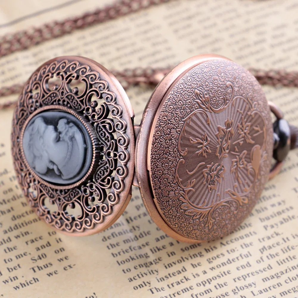 Retro Red Quartz Pocket Watch Watch Ladies Necklace Christmas Birthday Gift relojes de bolsillo