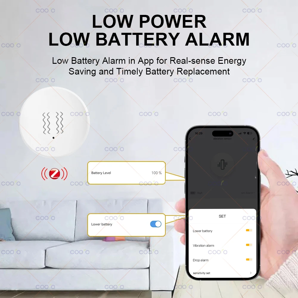 ZigBee Tuya Smart Vibration Tilt Sensor Real Time Monitoring Door Window Detection Alarm Smart Home Security Protection System
