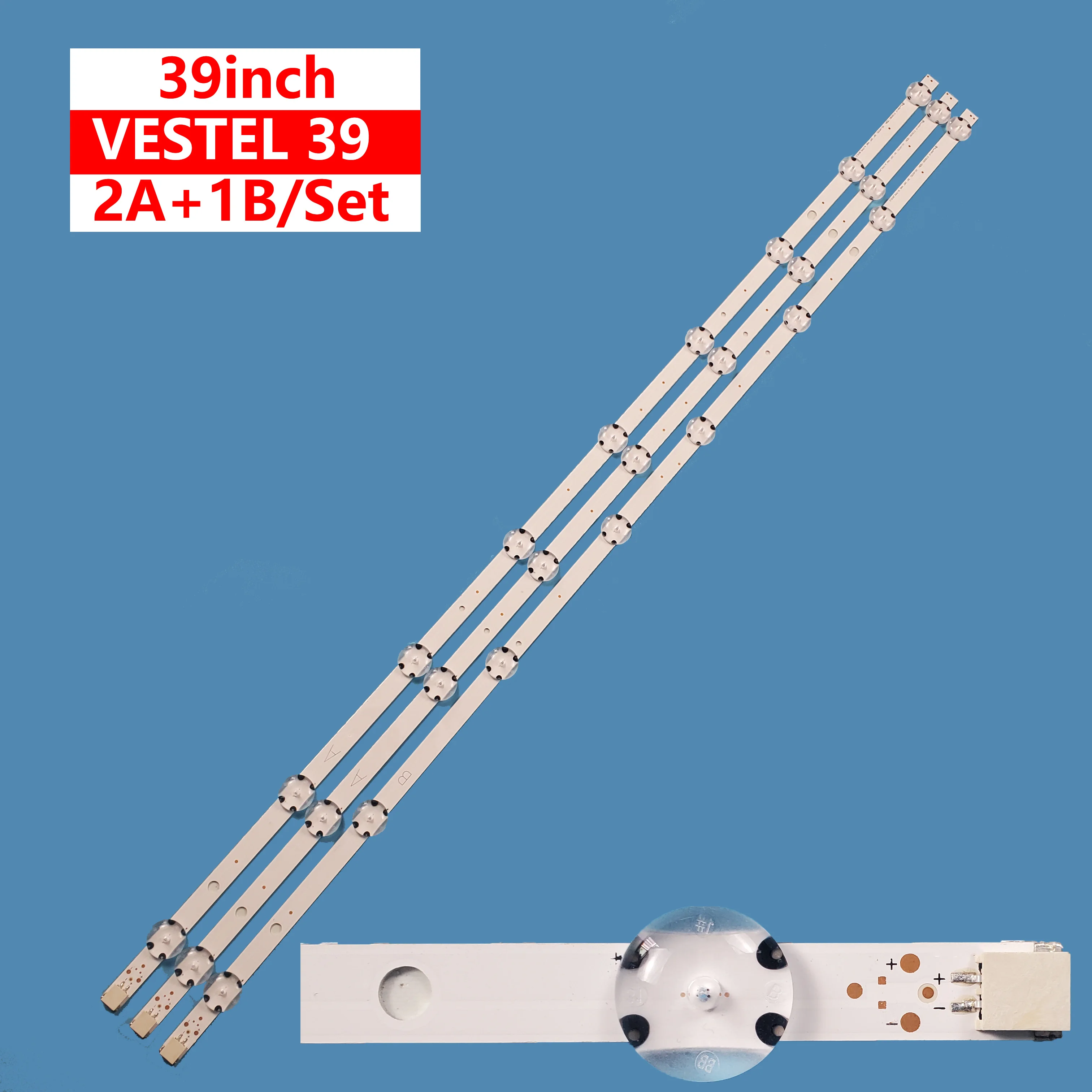 3Pcs/set LED Backlight Bar Light Strip VESTEL 39 DRT VNB AB-TYPE REV0.2 For VESTEL 39 inch TV Accessories Repair Replacement