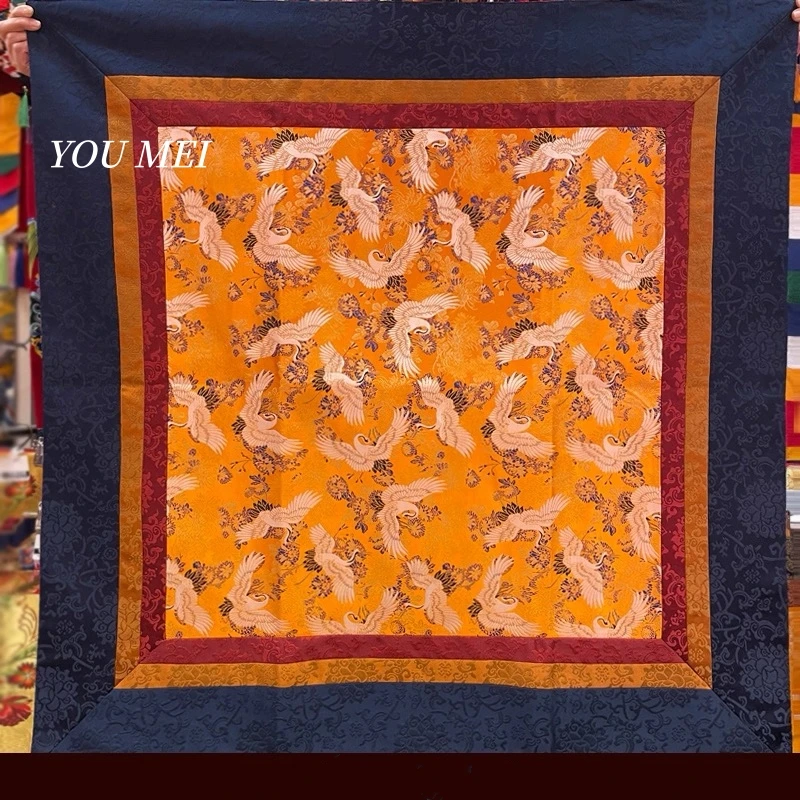 Ethnic-Style Auspicious Crane Pattern Tablecloth Mat,Buddhist Hall Decorative Embroidery Sacred Artifact Mat Altar Tablecloth 1m