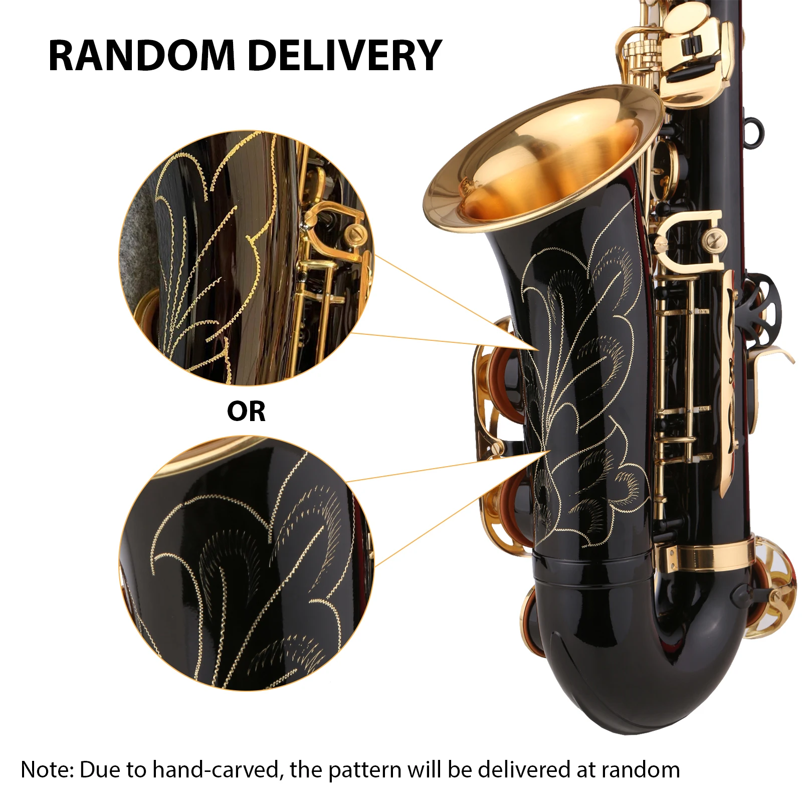 Saxophone Black paint e flat saxophone, intermediate player brass Eb alto saxophone with microphone, cleaning cloth brush