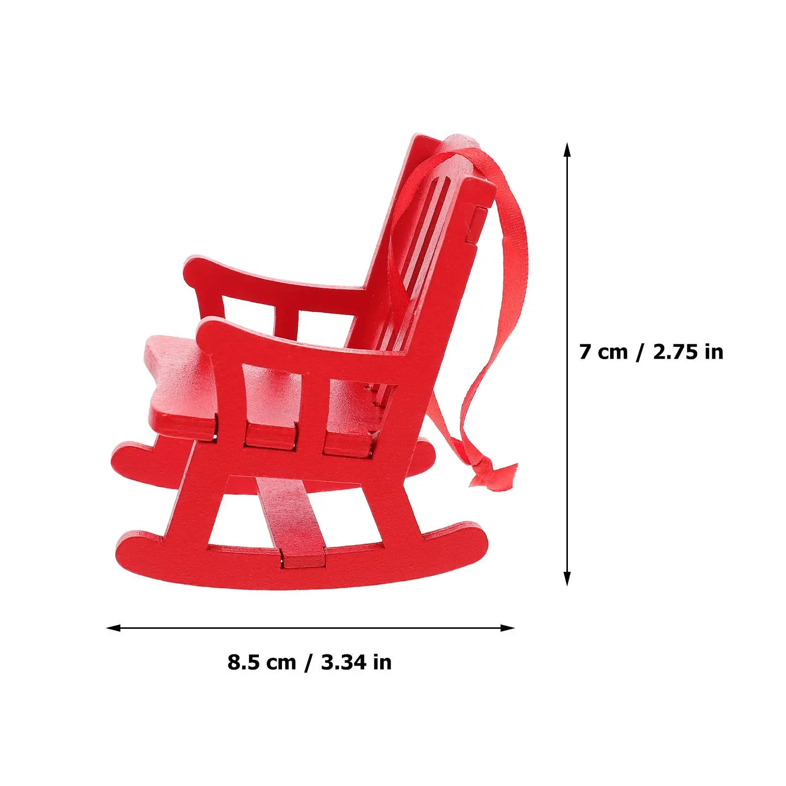 Mini cadeira de balanço de madeira, enfeites para decoração de árvore de natal, modelo de móveis minúsculos, acessórios para casa diy, pingente criativo