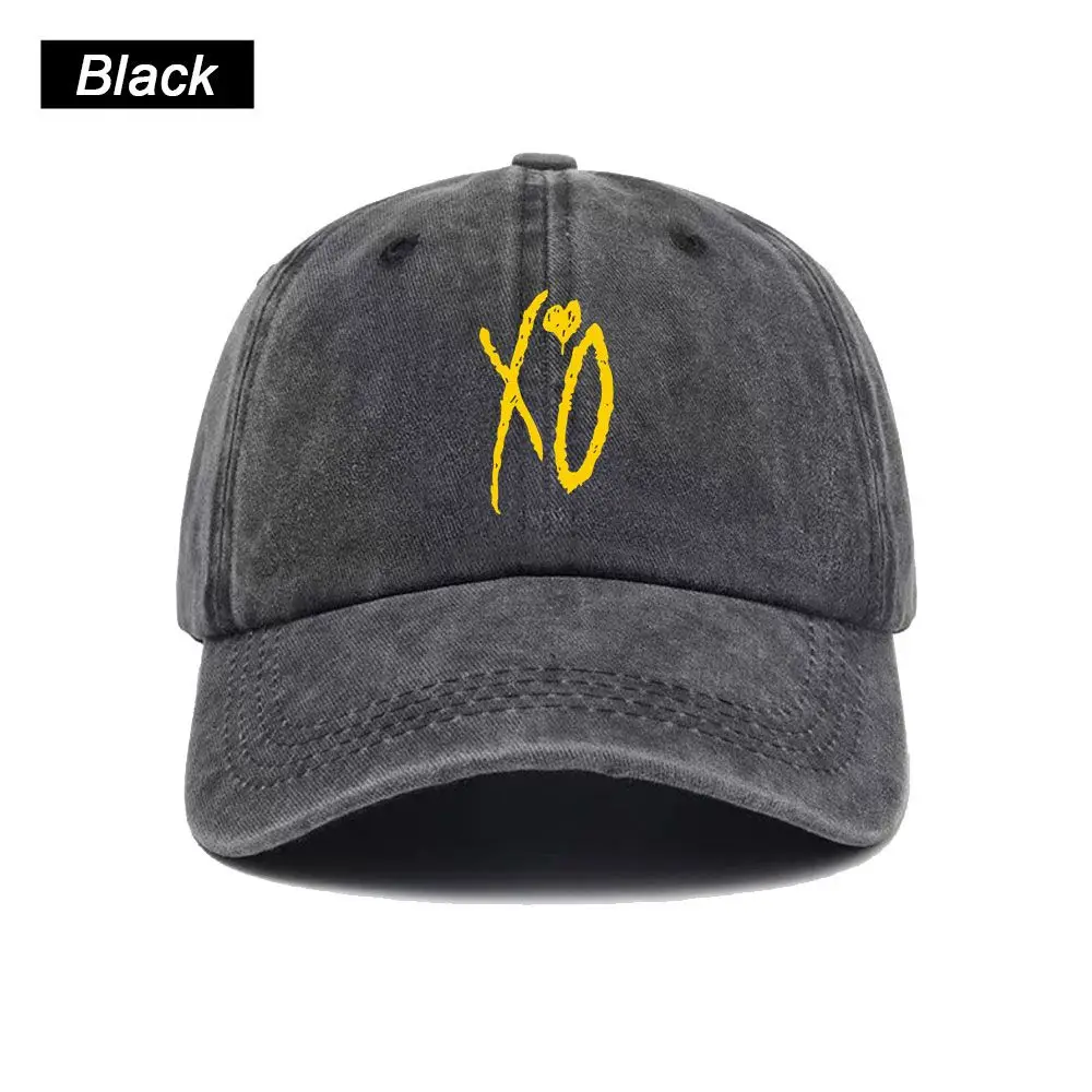 Vintage Washed Baseball Cap XO The Weeknd Print Graphic Unisex Streetwear Casual Trucker Style Summer Cotton Sun Hat
