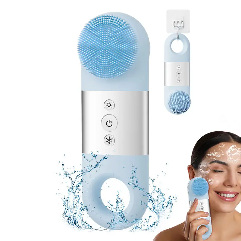 

2 in 1 Silicone Facial Cleansing Brush Portable Electric Face Scrubber with Vibration Deep Cleansing Exfoliating Massage Machine