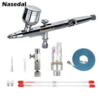 Nasedal 0.3mm Dual-action Airbrush Spray Gun for Model Paint Cake Makeup Tattoo Car DIY Tool Nail Art with Accessories NT-190K