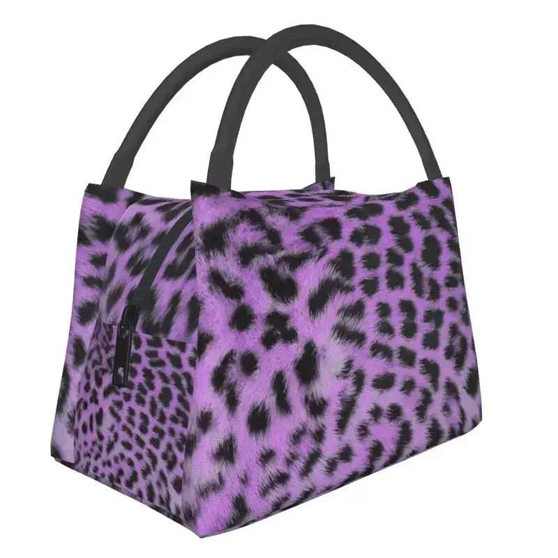 Ethnic Ornaments Brown Animal Leopard Print Insulated Lunch Bags for Women Leopard Skin Resuable Thermal Cooler Food Lunch Box