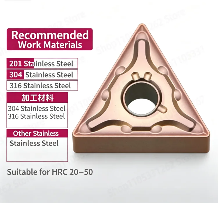 Carbide Turning Insert TNMG160404 BM8818, Triangle Indexable Tool for Stainless Steel, External Lathe Cutter