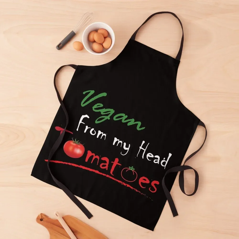 Vegan from my head tomatoes Apron All For Kitchen And Home Kitchen Items For Home Kitchen For Women Women's Home Clothes Apron