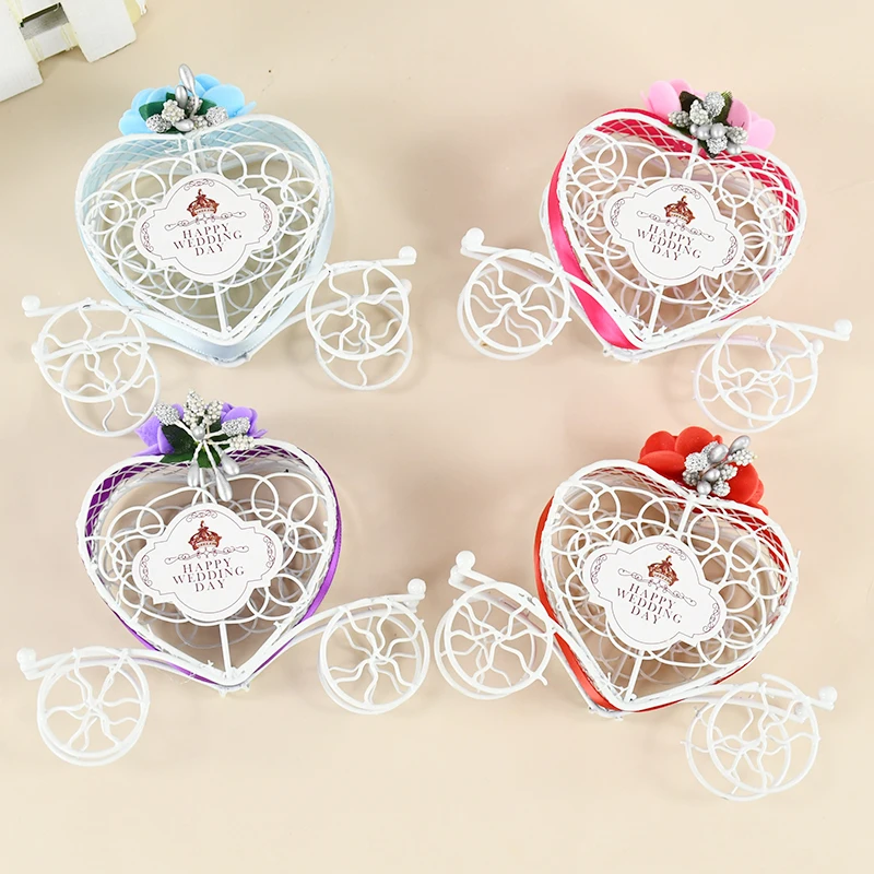 Romantic Heart Shaped Carriage Candy Box Wedding Case Chocolate Gift Box Package Case Holder Wedding Party Favors Decor Supplies