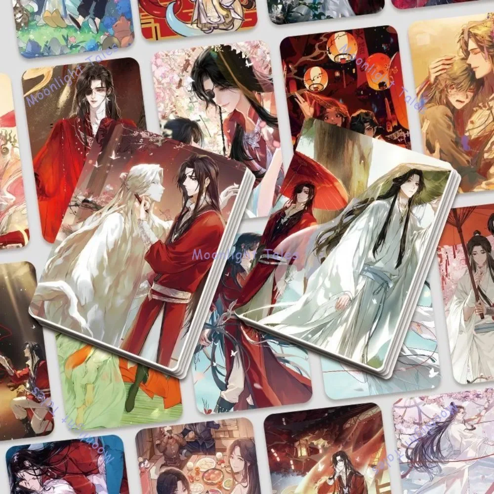 55Pcs Tian Guan Ci Fu Anime Merch Small Card Xie Lian Hua Cheng Postcard Anime Illustration Set Collectible Cards Gift for Fans
