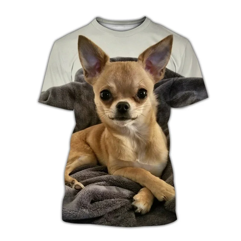 Pets Dog Chihuahua Men T-Shirt Summer Tops Street T Shirt Casual 3d Printed Animal Short Sleeve Outdoor Holiday Male Kids Tee