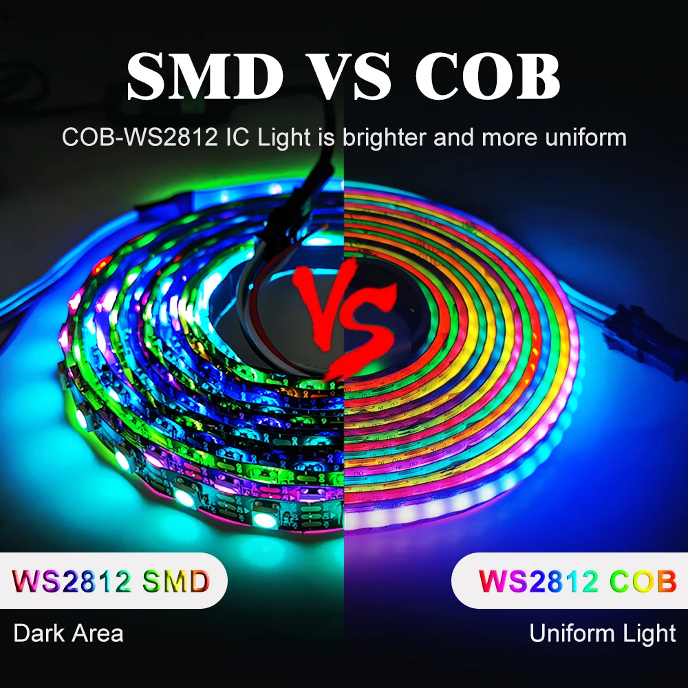 DC5V WS2812B COB FOB LED Strip Individually Addressable 160Leds/M High Density Smart RGBIC Dream Color Flexible Pixel Light 10mm