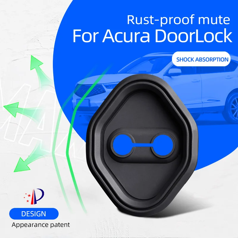 4Pcs Black Silicone Door Lock Buckle Protective Cover Shock Mute Pad for ACURA CDX MDX RDX 2016-2020, TLX 2018 2019