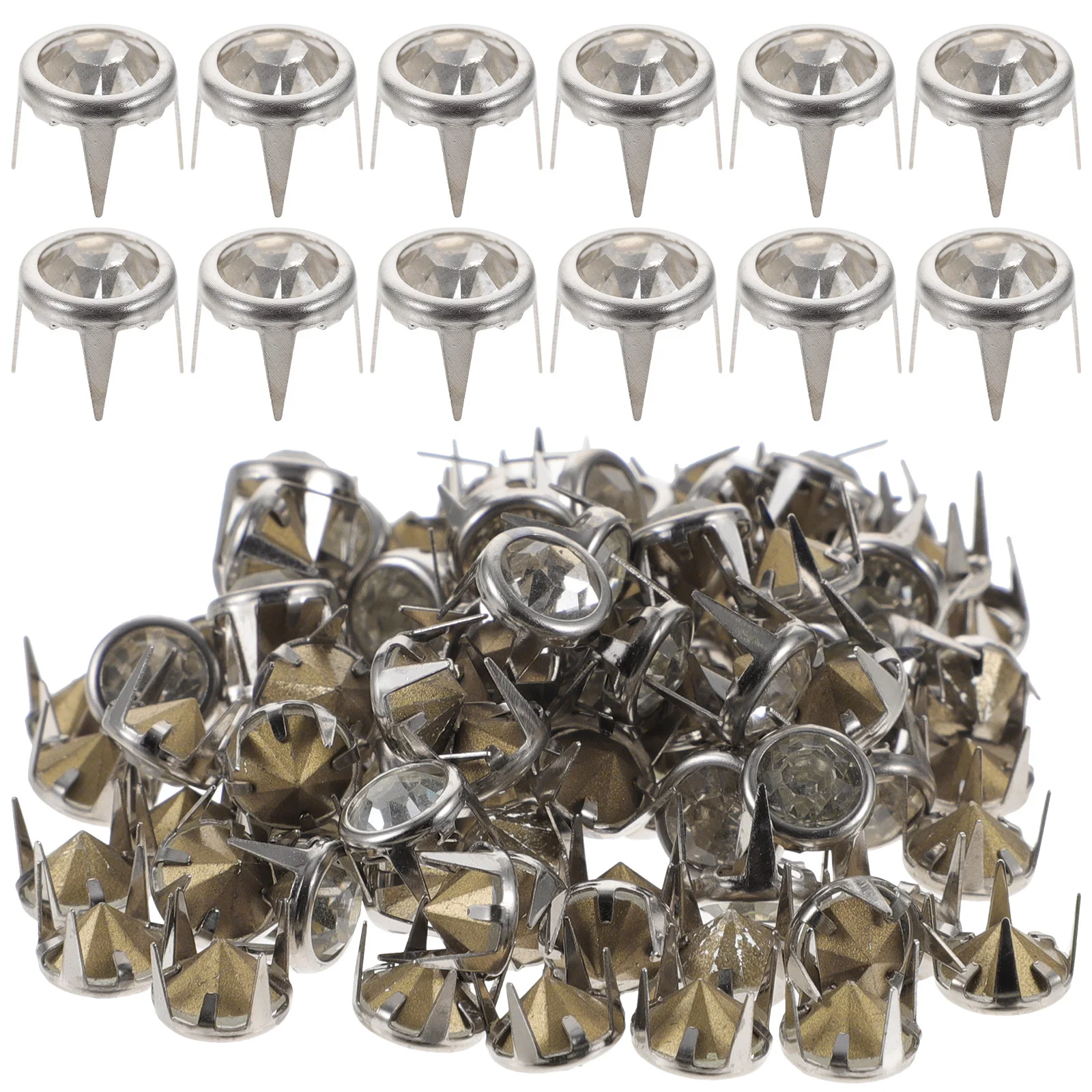 100 pçs broca de água rebites studs acessórios decorativos para diy artesanato sacos sapatos garra de cristal pregos